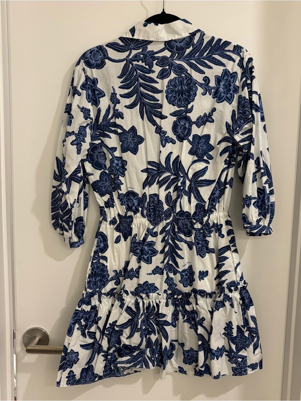 Cara Cara Robin White Mini Dress with Blue Floral Print - Picture 3 of 5